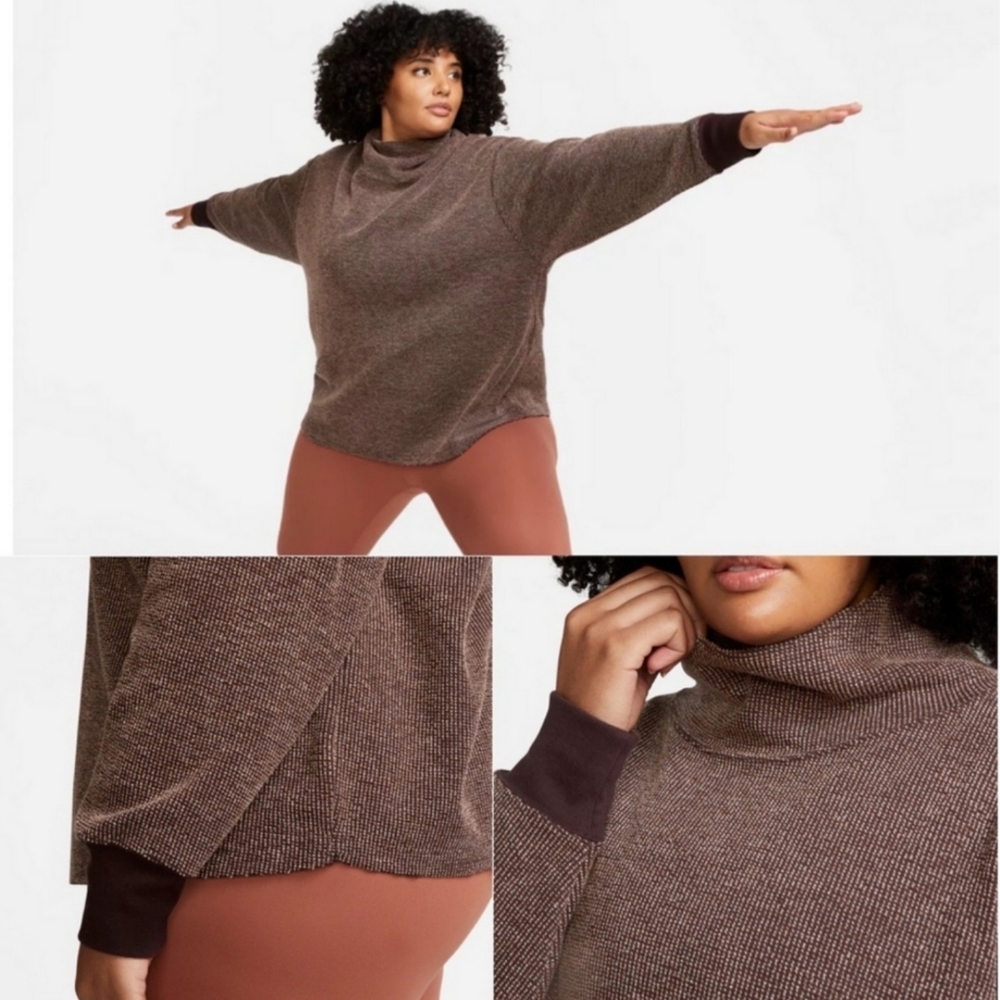 NIKE YOGA LUXE TEXTURED COVER-UP Pullover Sweater Womens Plus Size 2X - Picture 3 of 5